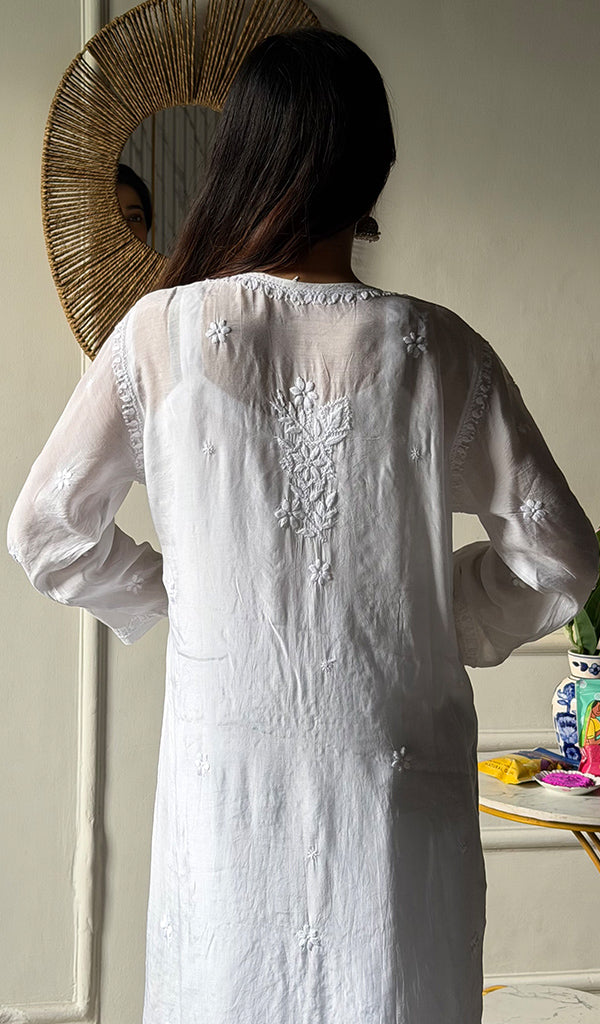 Women's Lakhnavi Handcrafted Muslin Chikankari Kurti - HONC0344155
