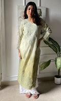 Women's Lucknowi Handcrafted Mul Chanderi Chikankari Kurti - HONC0308108