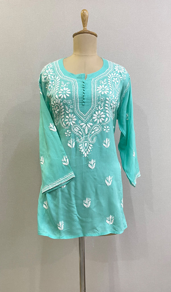 Women's Lakhnavi Handcrafted Modal Cotton Chikankari Top - HONC0220313