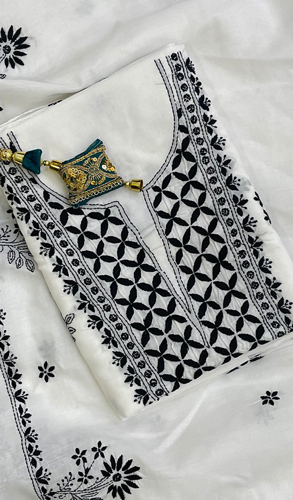 Women's Lakhnavi Handcrafted Mul Cotton Chikankari Kurta And Dupatta Set- HONC0161740