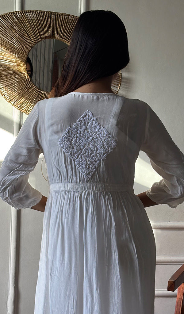 Lucknowi 手工莫代尔棉 Chikankari Angrakha - HONC0137211