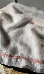 Load image into Gallery viewer, Women&#39;s Lakhnavi Handcrafted Pure Organza Chikankari Unstitched Kurta And Dupatta Set- HONC0294922
