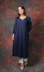 将图像加载到图库查看器中， Women&#39;s Lucknowi Handcrafted Modal Cotton Chikankari Kurti - HONC0327123
