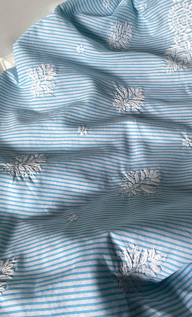 Women's Lakhnavi Handcrafted Cotton Chikankari Unstitched Kurti Fabric - HONC0326388