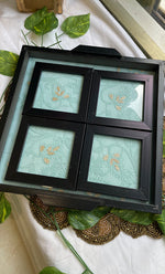 Load image into Gallery viewer, Handcrafted Chikankari Embroidered Wooden Coaster Set – (Set of 4) - HONC0237749
