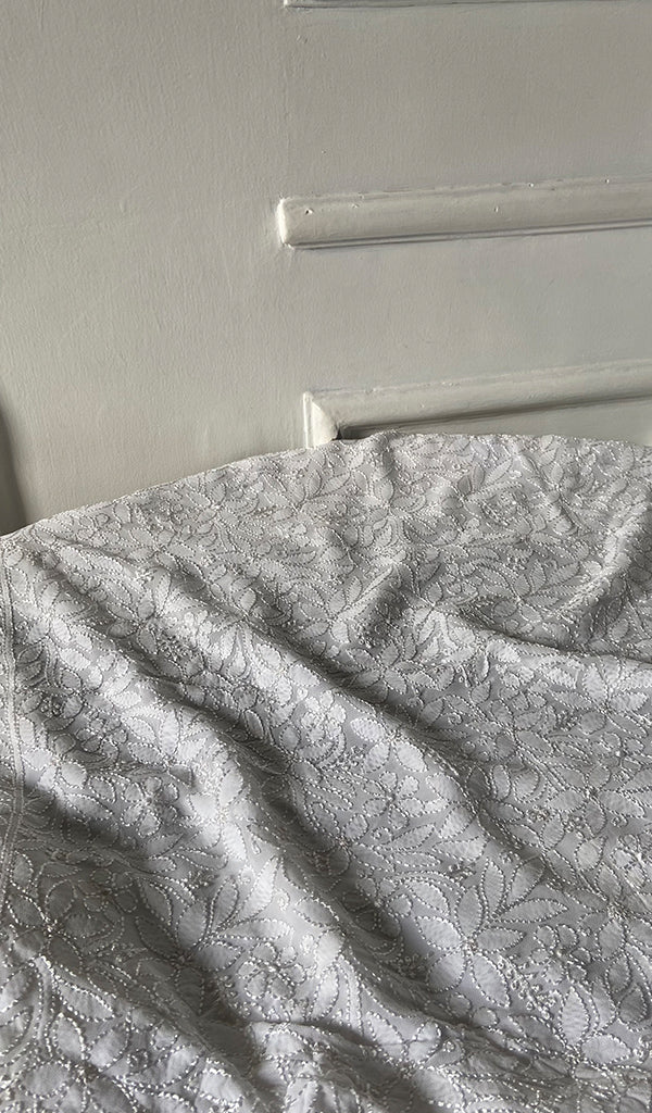 Women's Lakhnavi Handcrafted Viscose  Georgette Chikankari Kurti Fabric - HONC0343102