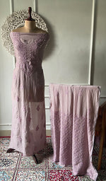 Load image into Gallery viewer, Women's Lakhnavi Handcrafted Mul Chanderi Unstitched Kurta And Dupatta Set - HONC0320358