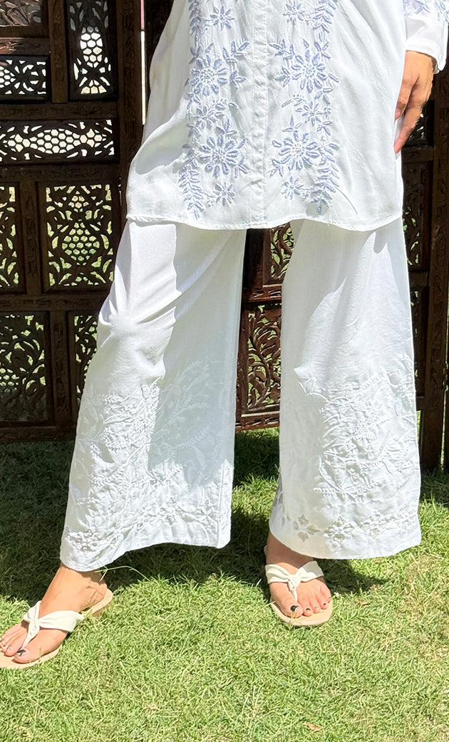 Women's Lucknowi Handcrafted Cotton Chikankari Palazzo - HONC0281496