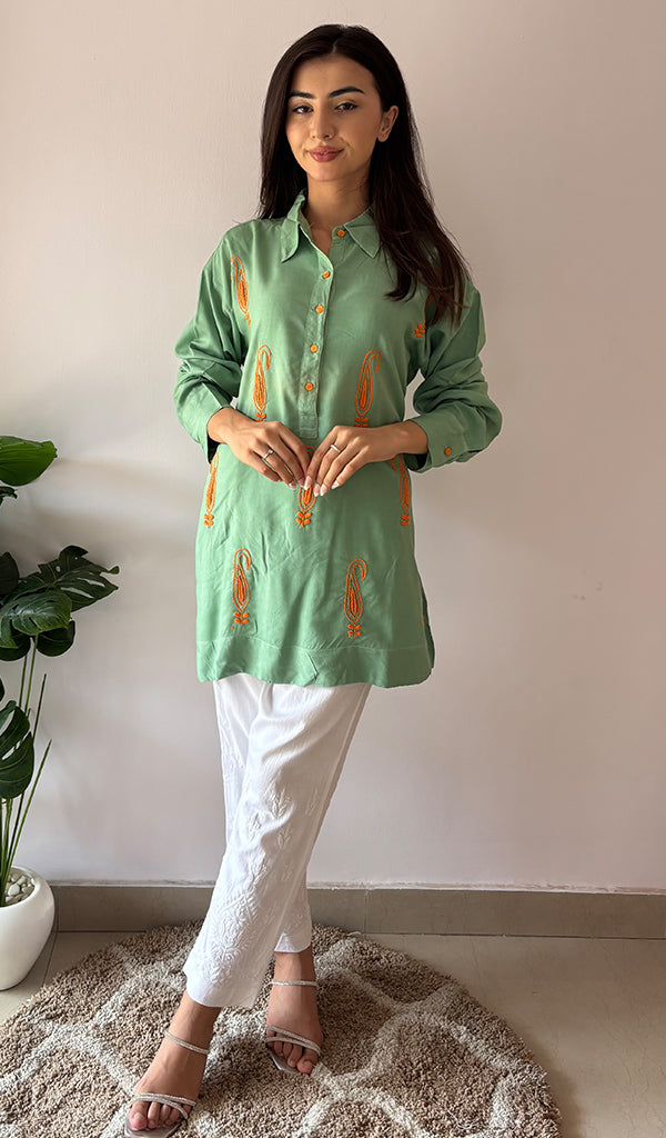 Trisha Women's Lakhnavi Handcrafted Cotton Oversized Chikankari Top - HONC0325780