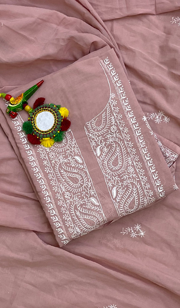 Women's Lakhnavi Handcrafted Cotton Chikankari Suit Material- HONC0155773