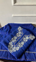 Nyla Women's Lakhnavi Handcrafted Mul Chanderi Unstitched Chikankari Kurta and Dupatta - HONC0344642