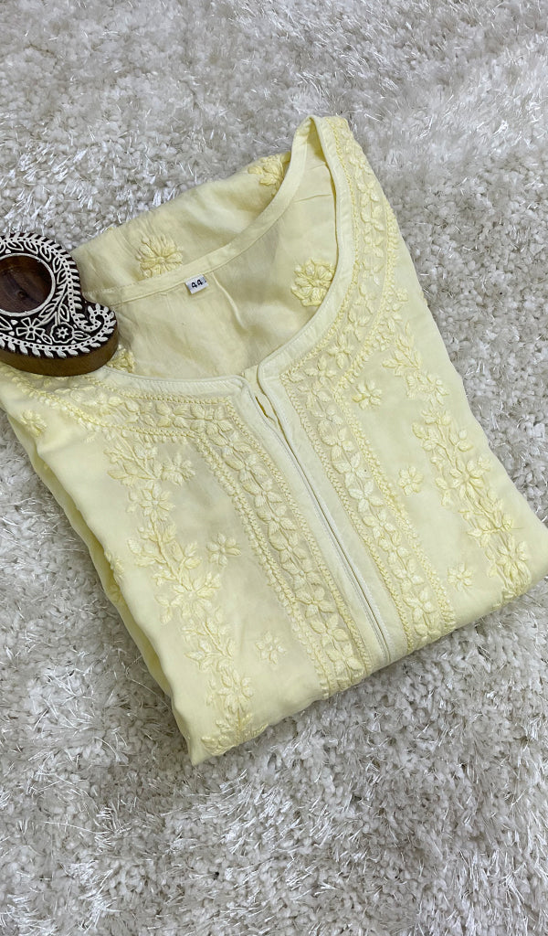 Women's Lucknowi Handcrafted Modal Cotton Chikankari Kurti - HONC0136237