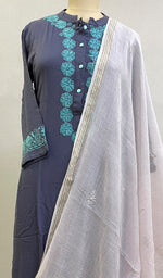 Load image into Gallery viewer, Women&#39;s Lakhnavi Handcrafted Mul Chanderi Chikankari Dupatta - HONC0222603
