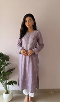Prisha Women's Lakhnavi Handcrafted Cotton Chikankari Kurti - HONC055555
