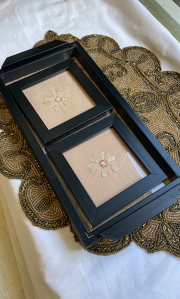 Chikankari Tray with Two Coasters - HONC0254743