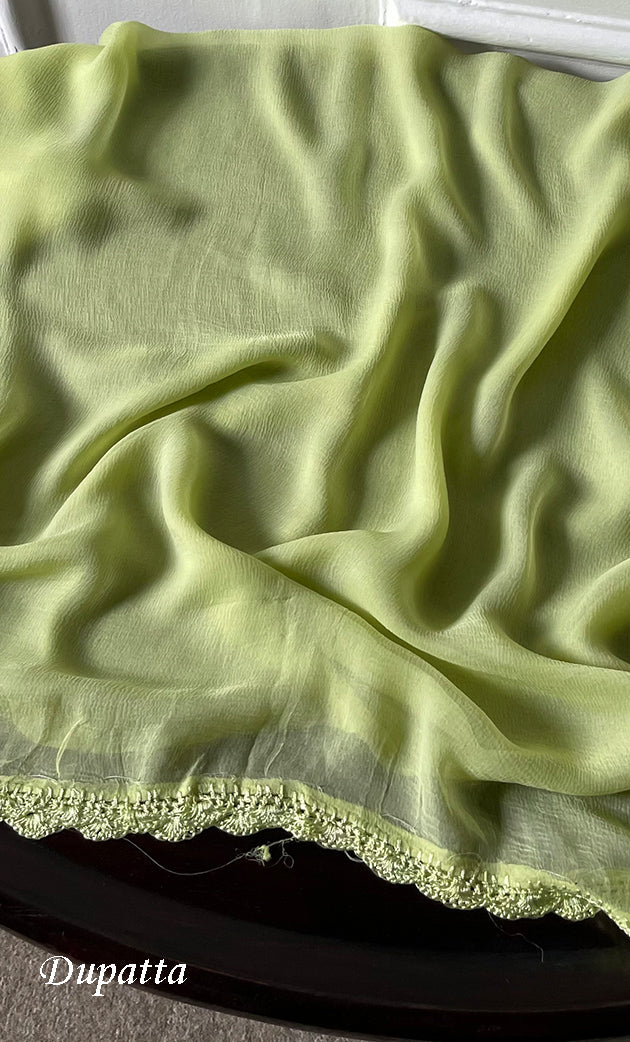 Women's Lakhnavi Handcrafted Unstitched Cotton Chikankari Suit Material - HONC0320309