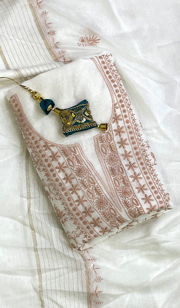 Women's Lakhnavi Handcrafted Mul Chanderi Kurta And Dupatta Set - HONC0170067