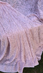 Load image into Gallery viewer, Women&#39;s Lakhnavi Handcrafted Viscose Georgette Chikankari Saree - HONC0242402
