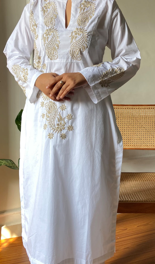 Women's Lucknowi Handcrafted Cotton Chikankari Kurti - HONC0276910