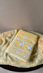将图像加载到图库查看器中， Women's Lakhnavi Handcrafted Cotton Chikankari Kurta And Kurta Dupatta Set