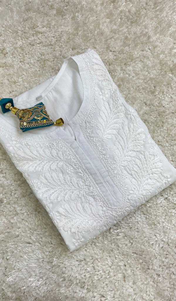 Aarzu Women's Lucknowi Handcrafted Cotton Chikankari Kurti - HONC0148324