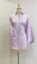 Fiza  Women's Lakhnavi Handcrafted Chanderi Silk Semi- Stitched Chikankari Top - HONC0195225