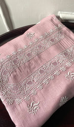 Load image into Gallery viewer, Women's Lucknowi Handcrafted Chanderi Silk Unstitched Chikankari Kurta and Dupatta Set- HONC0288466