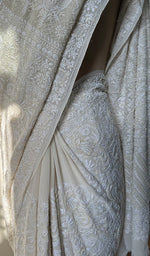 Load image into Gallery viewer, Women&#39;s Lakhnavi Handcrafted Pure Silk Georgette Chikankari - HONC0232425

