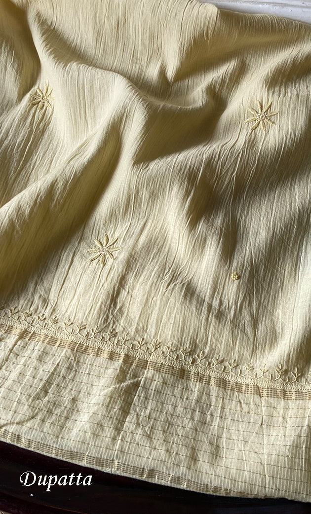 Women's Lakhnavi Handcrafted Maheshwari Mul Chanderi Unstitched Kurta And Dupatta Set- HONC0273017