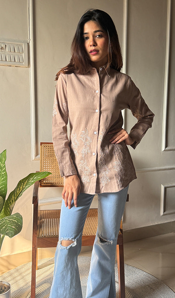 Women's Lakhnavi Handcrafted Cotton Chikankari Top - HONC0293109