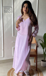 Load image into Gallery viewer, Rooh Women&#39;s Lucknowi Handcrafted Modal Cotton Chikankari Kurti - HONC0264937

