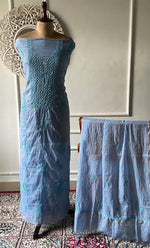 将图像加载到图库查看器中， Women's Lakhnavi Handcrafted Mul Chanderi Unstitched Chikankari Full Suit Material - HONC0316858