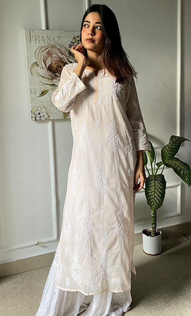 Women's Lucknowi Handcrafted Cotton Chikankari Kurti - HONC0303055