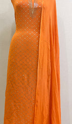 Load image into Gallery viewer, Women&#39;s Lakhnavi Handcrafted Viscose Georgette Chikankari Full Suit Material -  HONC0198668
