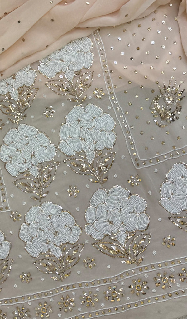 Women's Lakhnavi Handcrafted Viscose Georgette Chikankari Full Suit Material - HONC0203908
