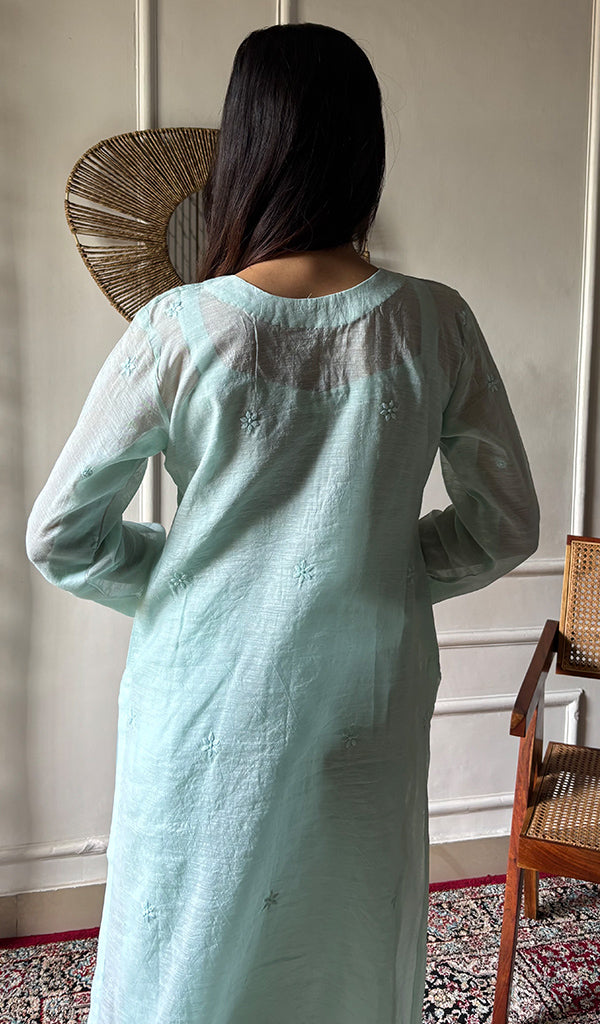 Women's Lakhnavi Handcrafted Muslin Chikankari Kurti - HONC03607290