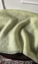 将图像加载到图库查看器中， Women's Lakhnavi Handcrafted Pure Organza Chikankari Unstitched Kurta And Dupatta Set- HONC0332698