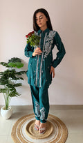Devanshi Women's Lakhnavi Handcrafted Cotton Chikankari Kurta And Palazzo Set - HONC0358517