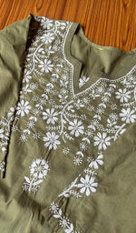 Load image into Gallery viewer, Women&#39;s Lucknowi Handcrafted Cotton Chikankari Kurti - HONC0301058
