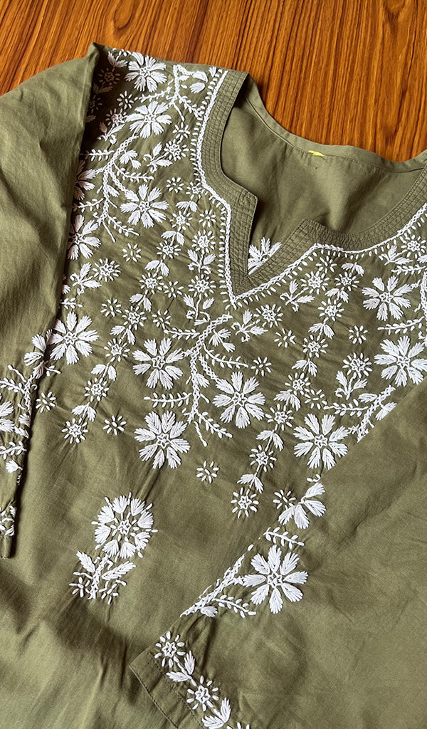 Women's Lucknowi Handcrafted Cotton Chikankari Kurti - HONC0301058