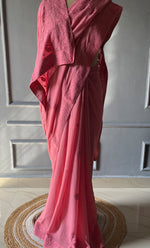 Load image into Gallery viewer, Women&#39;s Lakhnavi Handcrafted Viscose Georgette Chikankari Saree - HONC0301793
