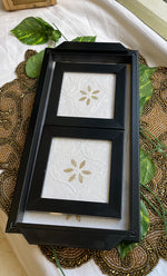 将图像加载到图库查看器中， Handcrafted Chikankari Tray with Two Coasters – Wooden Frame - HONC0310964

