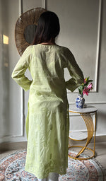 Load image into Gallery viewer, Women's Lakhnavi Handcrafted Cotton Chikankari Kurti - HONC0346295