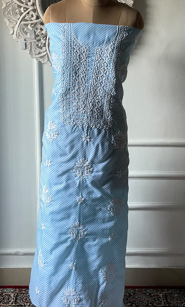 Shumaira Women's Lakhnavi Handcrafted Cotton Chikankari Unstitched Kurti Fabric - HONC0326387