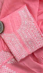 将图像加载到图库查看器中， Chavi Women&#39;s Lakhnavi Handcrafted Cotton Chikankari Kurta And Dupatta Set- HONC0212211
