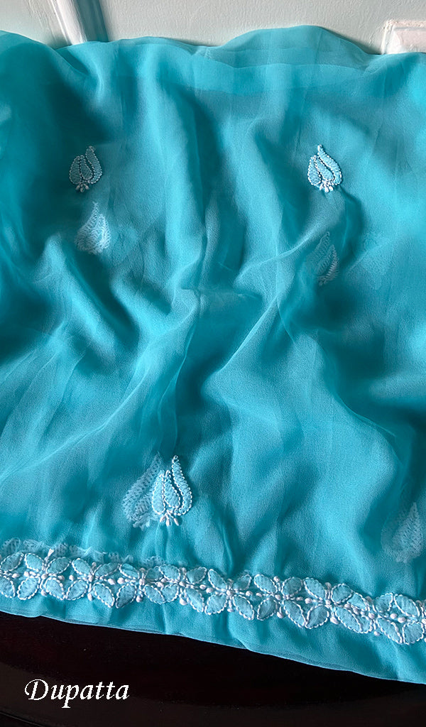 Women's Lucknowi Handcrafted Faux-Georgette Chikankari Suit Material - HONC0263007