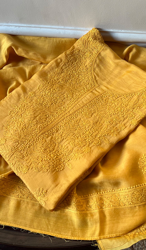 Anabia Women's Lucknowi Handcrafted Muslin Chikankari Suit Material - HONC0225493