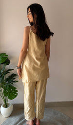 Load image into Gallery viewer, Amreena Women's Lakhnavi Handcrafted Chanderi Silk Chikankari Top And Pant Set - HONC0373458