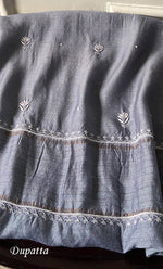 Load image into Gallery viewer, Women's Lakhnavi Handcrafted Unstitched Munga Silk Chikankari Kurta And Dupatta Set- HONC0268577