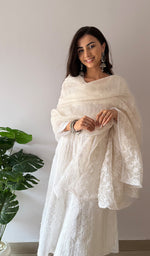 Load image into Gallery viewer, Women's Lucknowi Handcrafted Pure Organza Silk Chikankari Dupatta - HONC0380140